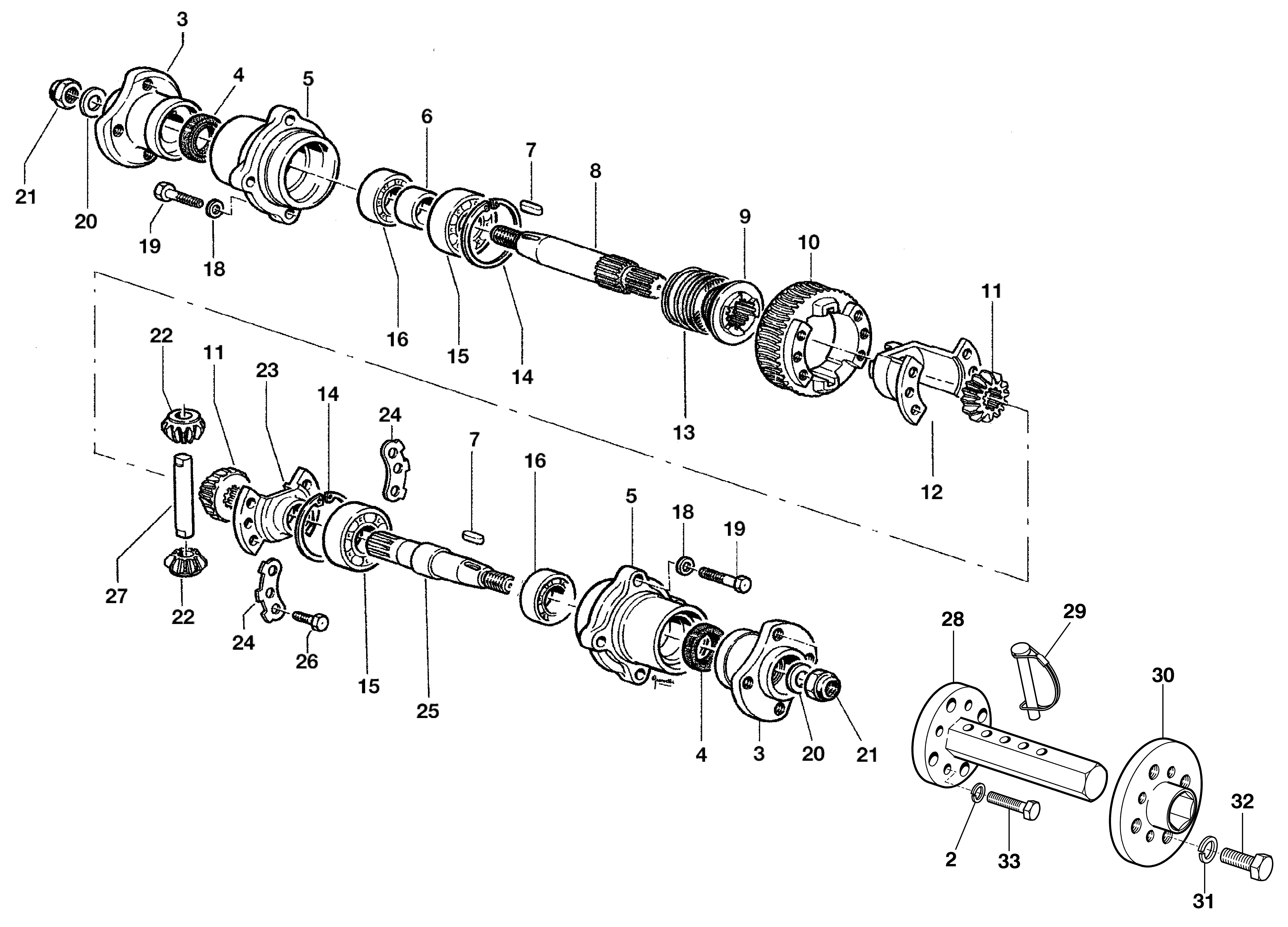 KAM 5 HF Motoculteur Dessins pièces - Arbre avec différentiel KAM 5 HF Motoculteur OLEOMAC NIBBI vue éclatée Dessins pièces - Arbre avec différentiel