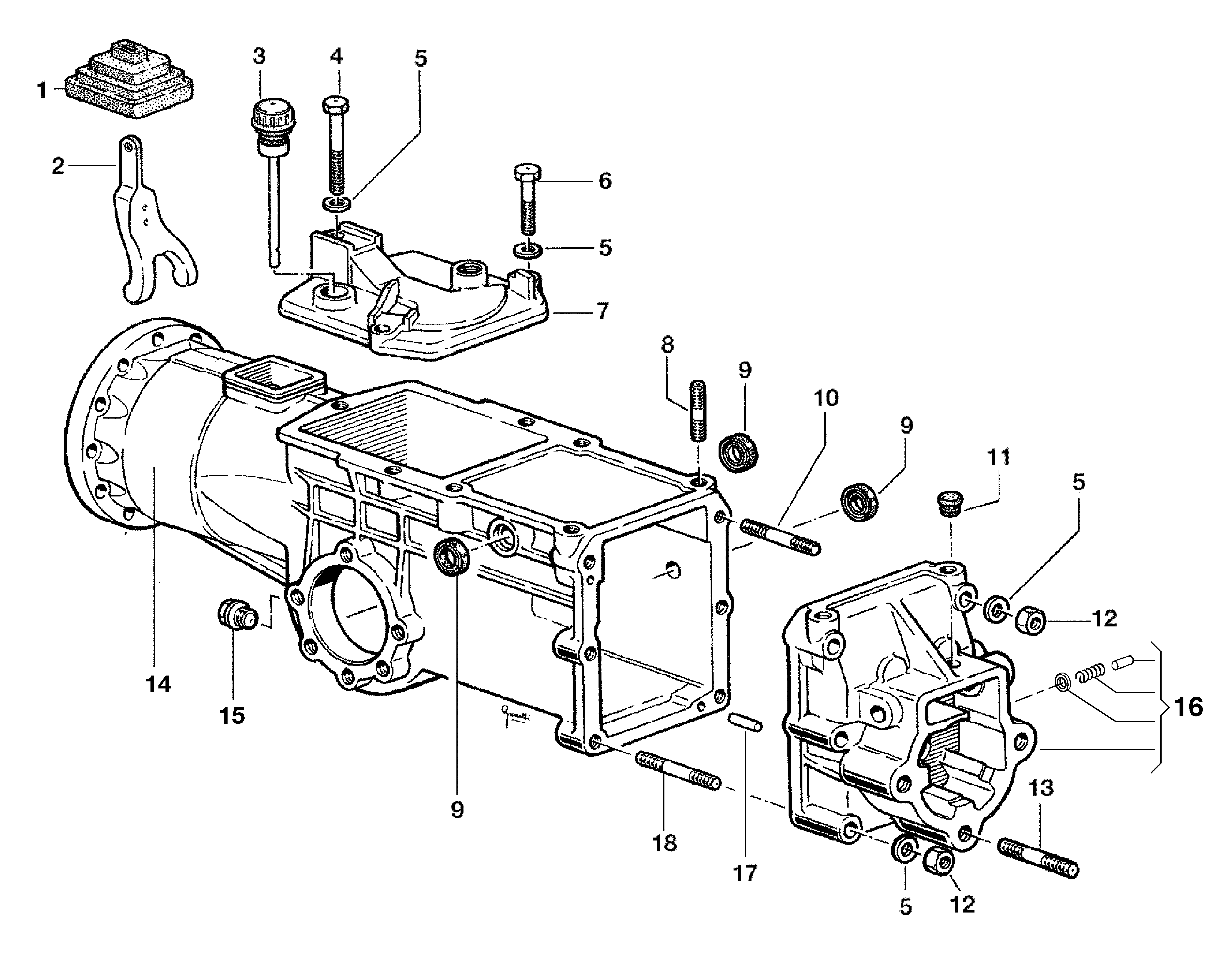 KAM 5 HF Motoculteur Dessins pièces - Boite à vitesse KAM 5 HF Motoculteur OLEOMAC NIBBI vue éclatée Dessins pièces - Boite à vitesse