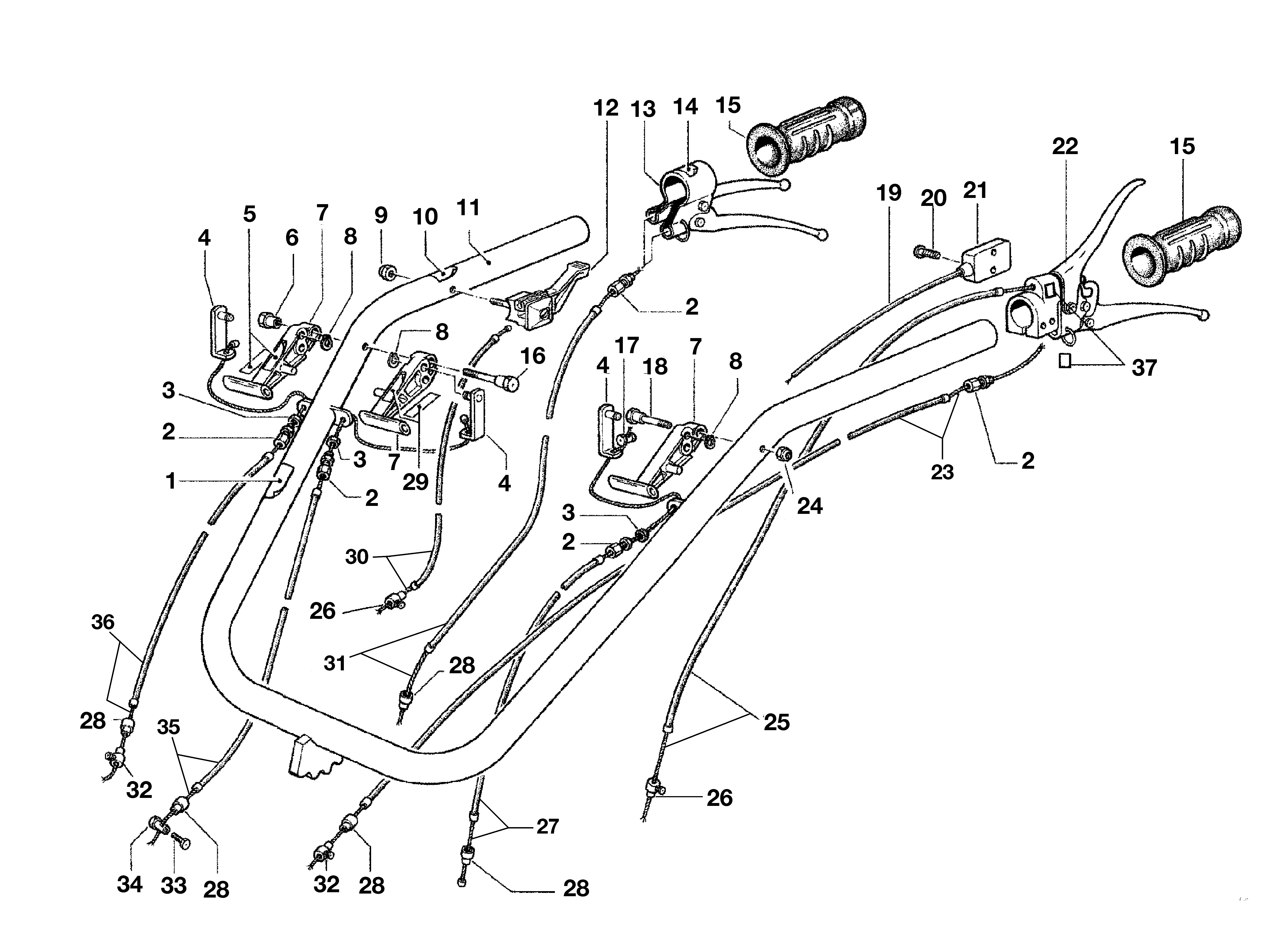 KAM 5 HF Motoculteur Dessins pièces - Mancheron et commandes KAM 5 HF Motoculteur OLEOMAC NIBBI vue éclatée Dessins pièces - Mancheron et commandes